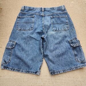Vintage Wrangler Baggy Skater Cargo Blue Denim Shorts, JORTS Size Youth 18 / 32"